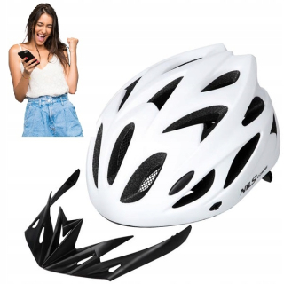 Ochranná cyklistická prilba NILS EXTREME VEĽKOSŤ L (55-61CM) BIELA SOLID + CGROT športový sprievodca
